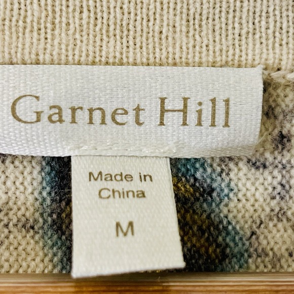 Garnet Hill‎ Floral 100% Cashmere Pullover Sweater V Neck Warm Cozy Boho Size M - Picture 6 of 8